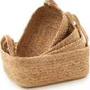 Beautiful Storage Basket Set of 4 - Natural Jute Rope Baskets for Shelves Are Perfect for Organizing Your Home - Quality Storage Bins Easily Fit With Any Nursery or Bedroom Decor