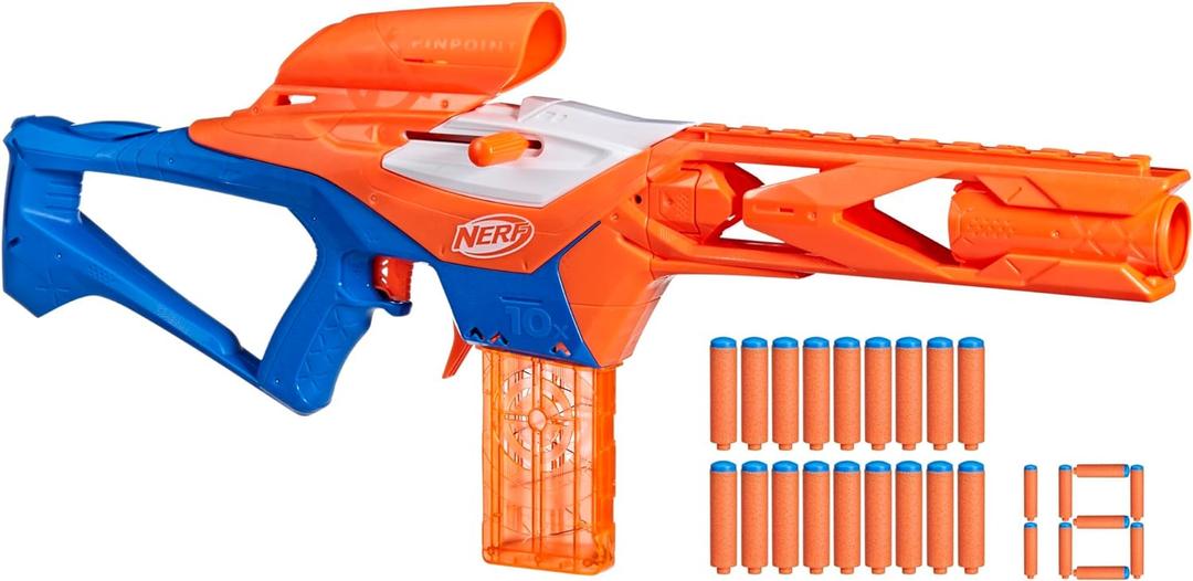 Nerf N Series Pinpoint Dart Blaster, 18 N1 Darts Compatible Only N Series Blasters, 10-Dart Clip, Blaster Gifts for Kids, Medium