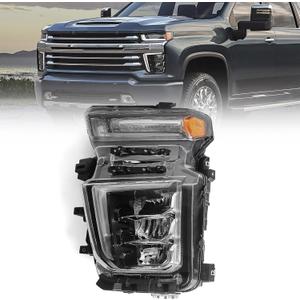 LED Headlight Assembly Compatible with Chevy Silverado 2500HD 3500HD 2020 2021 2022 2023 (ONLY FOR LED MODEL) Factory Replacement Head Light Lamp Left Driver Side 84738618 GM2502505