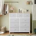 OLIXIS 9 Drawer Storage Dresser with Wood Top - Wide Fabric Chest Organizer for Bedroom, Closet, Living Room,Tower Cabinet, TV Stand, Hallway Entryway Furniture,Light Grey, 11.8"D x 39.6"W x 39.4"H