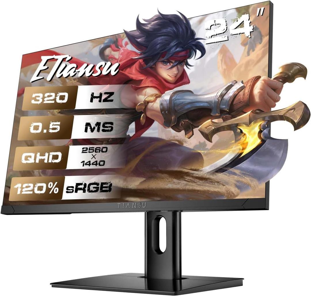 24" QHD 320Hz IPS Gaming Monitor, 0.5ms, FreeSync Premium, HDR, HDMI 2.1