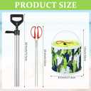 3 Pack Beach Shrimp Catching Tool Kit, Stainless Steel Ghost Shrimp Pump Extractor, Long Handle Serrated Seafood Tongs, 7L Collapsible Camo Bucket for Clam Razor Clam Harvest