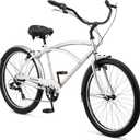 Schwinn Cruiser Bike, 26 Inch Bike for Women and Men, Beach Cruiser Bicycle, Linear Pull Brakes, Comfortable Padded Seat, Upright Riding Position, Adult Bicycle (18-Inch Frame, Silver)