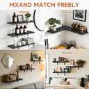 Easy Install Wall Shelves with Bracket,15.7Inch Wall Mounted Wood Floating Wall Shelves,Small Wall Shelves for Storage&Wall Decor, Living Room, Kitchen, Office,Corner Shelf for Bathroom,Set of 3,Black