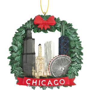 Chicago Wreath Christmas Ornament - Resin