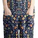 KMAZN Women's Casual Loose Long Cotton Bib Overalls Baggy Plus Size Jumpsuits Rompers (L)