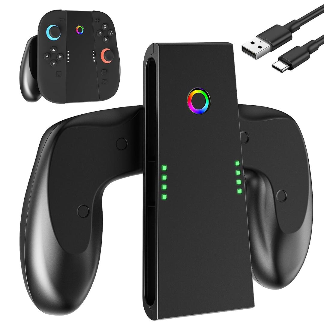 FANPL Charging Grip for Nintendo Switch 2 JoyCons Controller, Comfort Handle Grips for joycon 2 with 1 m/3.3 Ft USB Type-C Data Cable