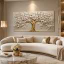 Large Tree of Life Canvas Wall Art, Gold Tree Painting Picture Wall Decor,Luxury Modern Poster Print Artwork for Living Room Bedroom Office Hotel Home Decoration 20 x40 inches