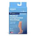 Amazon Basic Care Medical Compression Stockings, 20-30 mmHg Support, Women & Men Thigh Length Hose, Open Toe, Beige, 2X-Large (Previously NuVein)
