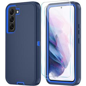 ONOLA Phone Case for Samsung Galaxy S21 Case with HD Screen Protector, Heavy Duty Shockproof & Dropproof 3-Layer Cover Phone Case for Galaxy S21 6.2'',DarkBlue