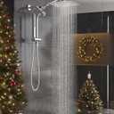 Veken 10'' All Metal Rain Shower Head with Handheld Spray Combo, Hand Held Bathroom Showerhead Combo with Extension Arm, Dual shower with Power Wash, Adjustable Rainfall Shower Head, Chrome