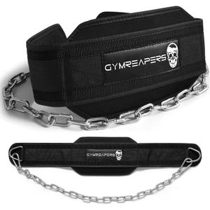 Gymreapers Dip Belt With Chain For Weightlifting, Pull Ups, Dips - Heavy Duty Steel Chain For Added Weight Training (Black)