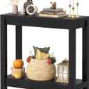 Small Farmhouse Wood Entryway Table Narrow Console Table with Storage Behind Couch Sofa Table with Shelves Entry Way Table with Open Storage, Easy Assembly, 32" Embossed Wood Grain Black
