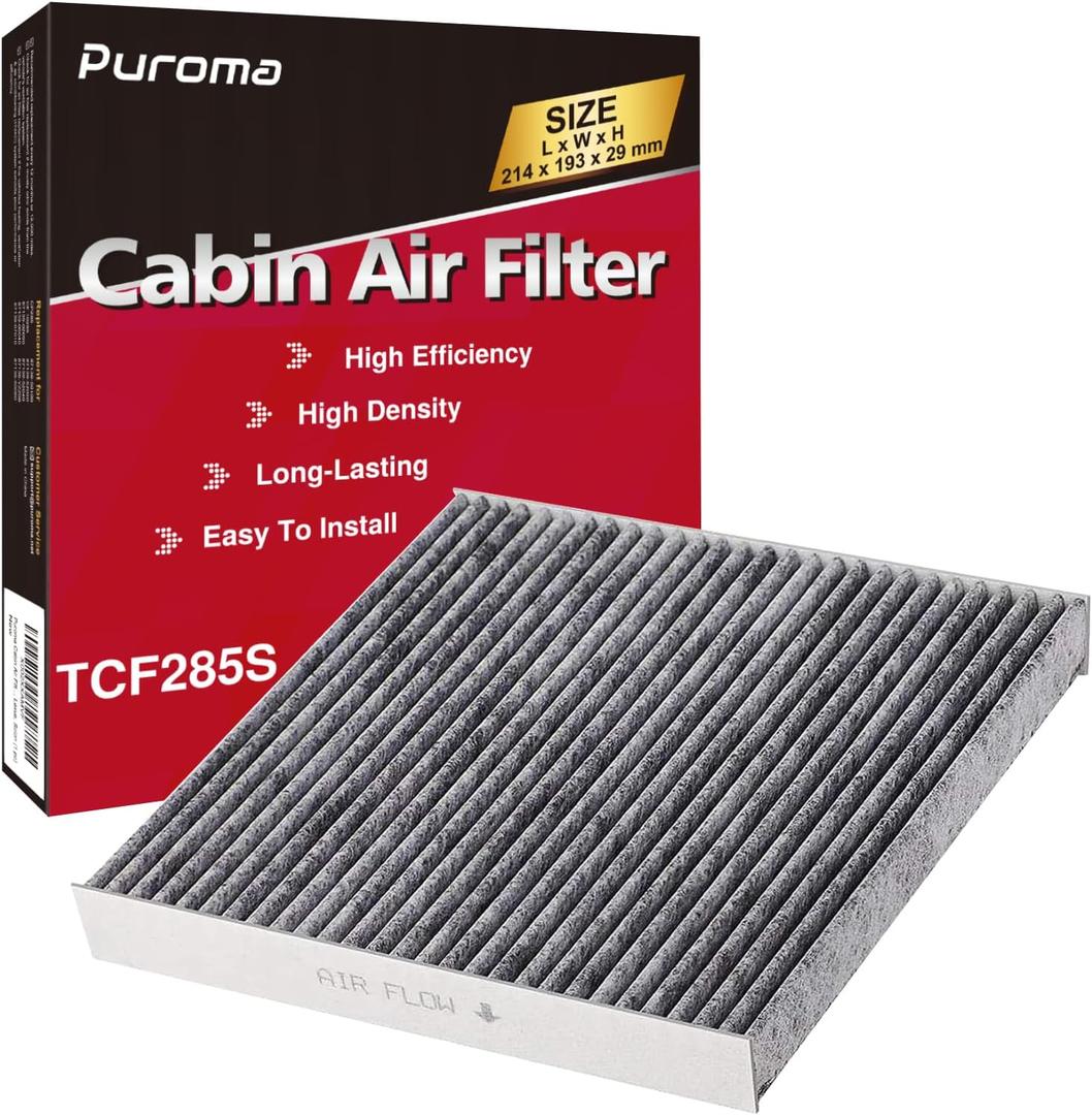 Puroma Cabin Air Filter with Activated Carbon, Compatible with CP285, CF10285, Toyota Camry, RAV4, Highlander, Corolla, Sienna, Tundra, Prius, 4Runner, Subaru Outback, Lexus, Scion, Land Rover, Jaguar