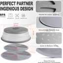 2 x 3 In 1, Aidacom Microwave Mat & Food Cover- 10" Mat as Bowl Holder, 8" as Bowl Cover, Collapsible Lid for Plates Dishes Splatter Guard, Multi-Purpose Silicone Mat & Kitchen Colander for Meal Prep,Grey