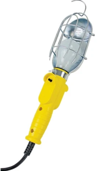 POWER ZONE WORK LIGHT WITH METAL GUARD AND SINGLE OUTLET, INCANDESCENT LAMP 11.3A Max 1356W 120V