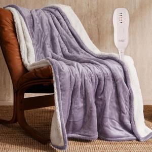 JET'S HOME Heated Blanket 50"x60" - ETL Certified Flannel Electric Blanket Machine Washable Heating Throw with 5 Heating Levels 3 Hours Auto-Off Overheating Protection Gift for Women (Purple)