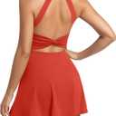 JAFINSY Womens Workout Tennis Dress with Built in Shorts and Bra Athletic Golf Activewear for Exercise (Red), Large