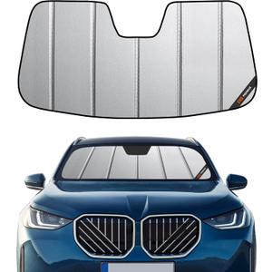 Windshield Sun Shade for BMW X3 (G45) 2025-2026, Fits xDrive30 M50, Premium Grey Leather Finish