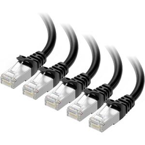 Cable Matters 10Gbps 5-Pack Snagless Short Shielded Cat 6A Ethernet Cable - 1ft, Cat 6A Cable, Cat6A Cord, Ethernet Cord, Black