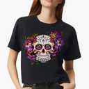 Halloween Skull Shirt – Funny Skeleton T-Shirt for Women, Halloween Graphic Tee, Vintage Halloween Shirt Large Black