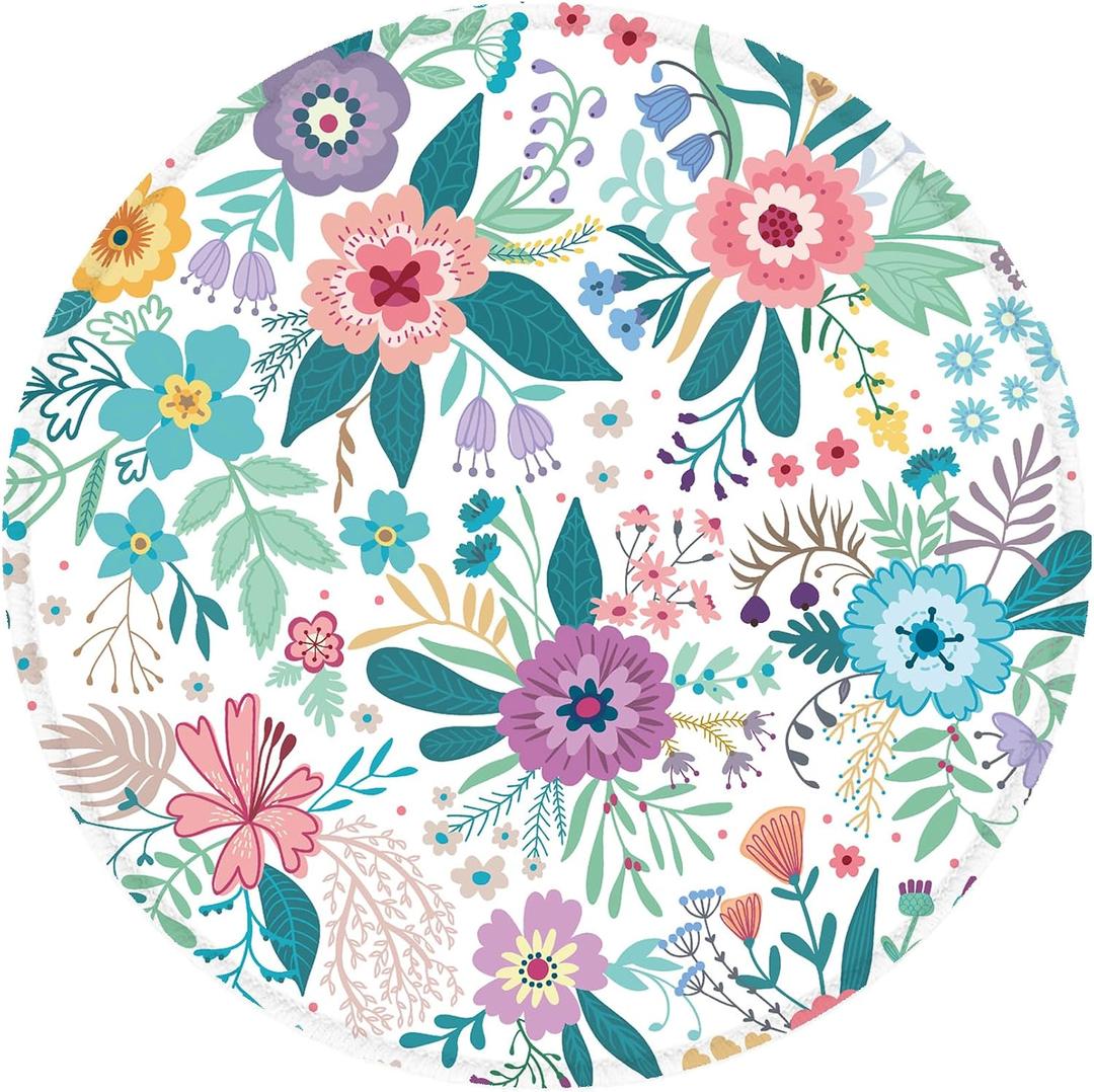 Mouse Pad, Non-Slip Rubber Base Mousepad with Stitched Edge, Gaming Round Mouse Pads, Waterproof Office Mouse Pad, Small Size 7.87 x 7.87 Inch (Colorful Flowers)