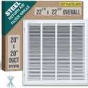 Fits 20x20 Duct Opening | Steel Return Air Filter Grille by Handua [Removable Door] for 1-inch Filters | Vent Cover Grill | White | Easy-to-Use Plastic Latches | Outer Dimensions: 22 5/8"W X 22 5/8"H
