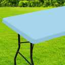 Homing Rectangle Table Cloth Cover, Waterproof Polyester Elastic Fitted Tablecloth, Fits for 4 Foot Folding Tables, Washable Table Protector for Picnic, Camping, Outdoor (Light Blue, 24" x 48")
