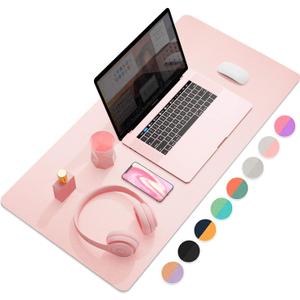YSAGI Dual-Sided Desk Pad Protector, Desk Mat with Non-Slip - Waterproof PU Leather Office Desk Blotter for Mouse, Keyboard, Writing,31.5" x 15.7",Pink