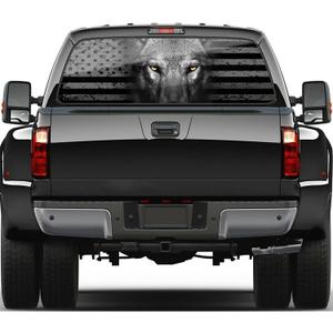 Wolf American Flag Decal for Truck & Car (65x20in)