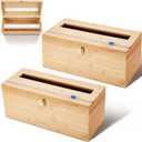 2 Pack 12 Inch Extra Large Foil and Plastic Wrap Organizer with Cutter, Bamboo Wrap Organizer Holder Holds 3000ft Film Rolls or 500ft-1000ft Foil Rolls for Restaurant Kitchen Food Service