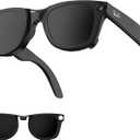 HIBLOKS Polarized Clip-ons for Ray-Ban Meta Wayfarer (RW4008 & RW4012 Large 53-22), Discoloration Clips Compatible with Ray-Ban Meta Wayfarer Gen 2 Protect Your Eyes, Cool and Fashion (Large, Black)