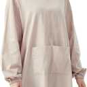 Nanxson Cotton Linen Apron Women Long Sleeve Apron Cooking Apron For Gardening, Painting, Baking, Housework CFL0001 (B-beige, one size)