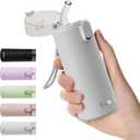 5oz Small Water Bottles with Straw, Mini Water Bottle One-Hand Open Design, Leak-Proof Locking Lid for Hot&Cold Drinks, Small Travel Water Bottle - 100% Leakproof for School, Travel(Light Grey)