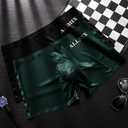 Men's Underwear Boxer Briefs Soft and Breathable Ice Silk Men's Panties Sexy Underwear Boxer Shorts for Men 1 Pcs (Black)