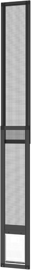 Hakuna Pets V2 Patio Pet Door Screen Insert Panel for Sliding Doors, Fits Door Track Min Ht 55.12" to Max Ht 84.25",UV Resistant Mesh, Locking Magnetic Dog Door, Easy Install and Removal,Small,Black