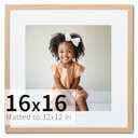 ZLG 16x16 Picture Frame, Solid Wood Frame with Mat for 12x12, Wall Display, Wall Hook Included, Set of 1, Gold