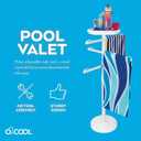 O2COOL Pool & Spa Valet, Adjustable Pool & Patio Towel Holder with Weighted Base, Outdoor Towel Bar, Poolside Table, White