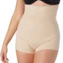 Maidenform Women's Shapewear Underwear, High-Waisted Body Shaper Shorts, Shapewear Tummy Control Boyshort (Large, Latte Lift)