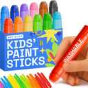 ARTISTRO 100% Washable Tempera Paint Sticks for Kids - 12 Non-toxic Paint Markers for Kids - Color Sticks with Twist Design
