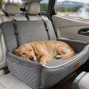Luxury Large Dog Car Seat,Convertible to Portable Travel Dog Bed-Plush Velvet & High-Resilience Memory Foam,Universal Backseat & SUV Trunk Installation,Anti-Slip Safety Design for Medium-Large Dogs.