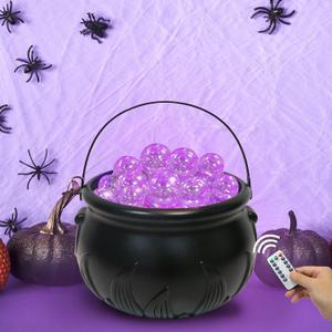Halloween Bubbling Cauldron Decor Halloween Decorations Indoor Outdoor Witches Cauldron Lights Hocus Pocus Candy Bucket Decoration for Home Kitchen Room Table Fireplaces Decoration