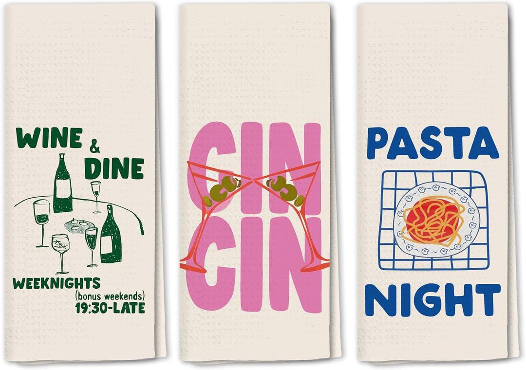 Italian Kitchen Towels Set 3, Italian Kitchen Decor, Bar Towels for Kitchen Bartender, Retro Dish Towels for Hand Towels for Kitchen, Aesthetic Kitchen Decor, 16x24 Inch