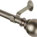 Elrene Home Fashions Cordelia Adjustable Single Curtain Rod with Globe Ball Finials, 1 Inch Diameter, Antique Pewter, 28"-48"