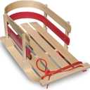 Flexible Flyer Baby Snow Sled Toddler Toboggan. Wood Pull Sleigh for Kids (One, Red)