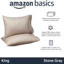 Amazon Basics 400 Thread Count Soft Luxury 100% Cotton Wrinkle Resistant Pillow Cases, Smooth Sateen, Machine Wash, King, Stone Gray, 40" x 20", Set of 2, Pillows Not Included