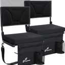 Sportneer Stadium Seats with Back Support: Height Adjustable Thick Padded Stadium Seats with Pocket, Shoulder Strap, Carry Handle, Cup Holder, Folding Stadium Chair for Sports Events Concerts Outdoor, Medium