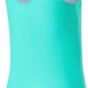Yizuoding Girls Swimsuits for Girl One Piece Swimsuit Solid Color Girls' Swimwear Cute Girl Bathing Suit Quick Dry Beach Kids Swimsuit for Teens 14-16Y Green 005
