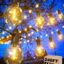 Zuske Outdoor String Lights Waterproof, 240FT Patio Lights with 124 Shatterproof G40 Globe Bulb(4 Spare), Connectable Dimmable Hanging LED String Lights for Outside Backyard Porch Balcony(120FTx2)