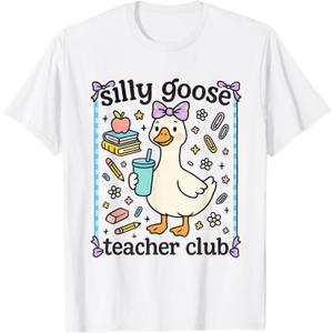 Silly Goose Teacher Club Funny Silly Goose for Teacher T-Shirt, Size 2XL